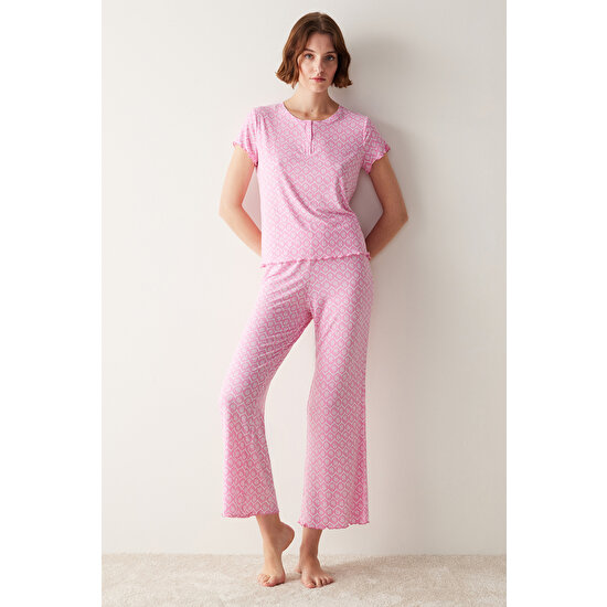 Penti Flora Printed Pembe Pantolon Pijama Takımı