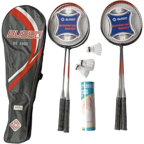 Busso BS5500 4 Adet Badminton Raketi+Çantası+9 Adet Badminton Topu