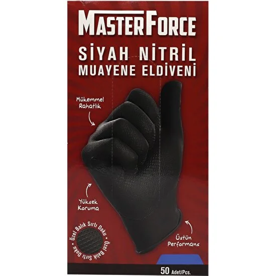 Master Force Siyah Nitril Muayene Eldiven Medium