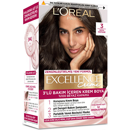 L'Oréal Paris Excellence Creme Saç Boyası - 3 Koyu Kestane