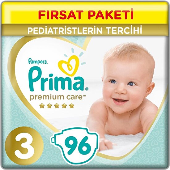 Prima Premium Care Bebek Bezi 3 Beden Midi 6-10 Kg 96lı Süper Fırsat Paketi