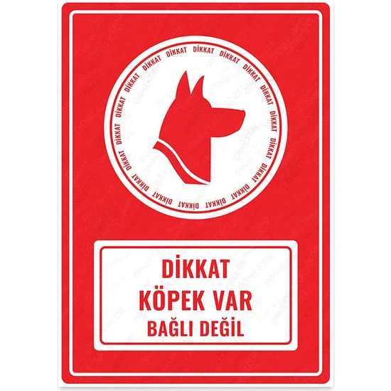 Posterya UL1821 - Dikkat Köpek Var Bağlı Değil Uyarı Levhası