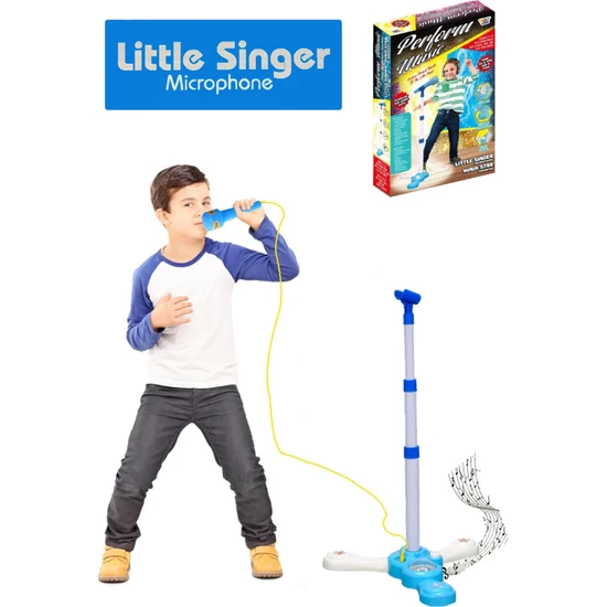 Efsa Toys Ayaklı Telefon Bağlantılı Karaoke Mikrofon Seti Mavi