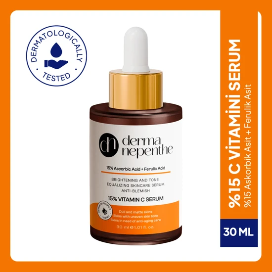 Derma Nepenthe %15 C Vitamini Cilt Bakım Serumu 30 ml - Aydınlatıcı, Cilt Tonu Eşitleyici ve Yaşlanma Karşıtı