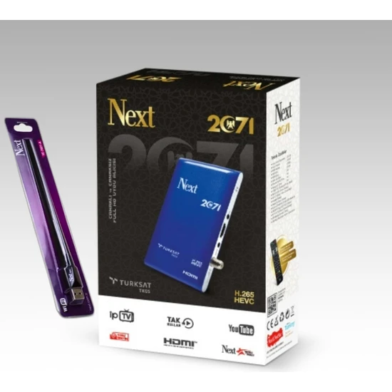 Next 2071 (H.265 Hevc) Hd Uydu Alıcısı & USB Wi-Fi Anten (Next A 7601)  Adaptör  Youtube Ip Tv