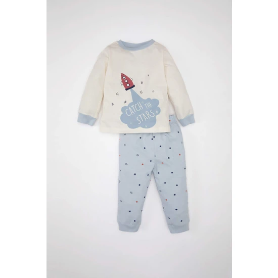 DeFacto Erkek Bebek Baskılı Uzun Kollu Penye Pijama Takımı C1985A524SP