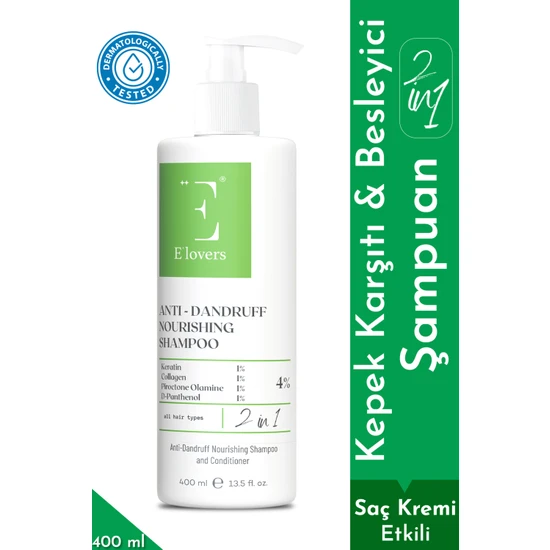 E'lovers Kepeğe Karşı Etkili Besleyici Şampuan ve Saç Bakım Kremi 400 ml