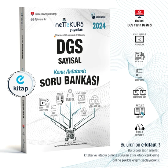 Nettekurs Yayınları 2024 DGS Sayısal Konu Anlatımlı Akıllı Soru Bankası E-Kitap