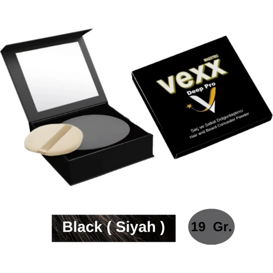 Vexx Maestro Vexx Deep Pro Siyah(Black) Saç & Sakal Dolgunlaştırıcı Pudra Topik (Suya Dayanıklı Formül) Doğal Içerikli,Yerli Üretim