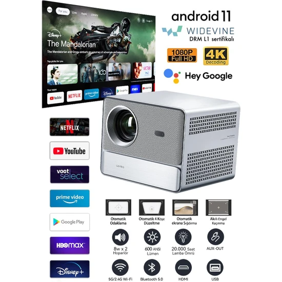 Wanbo Davinci 1 Pro Projeksiyon Cihazı Google Tv l1 lisanslı