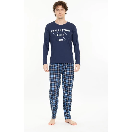 Tampap Erkek Baskılı Pijama Takımı Uzun Kollu Tampap