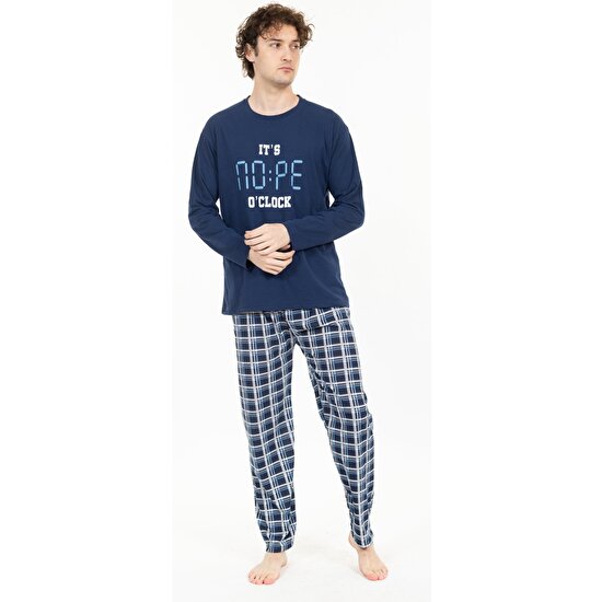 Tampap Erkek Baskılı Pijama Takımı Uzun Kollu Tampap