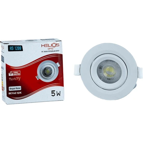Helios Opto 5W Plastik Beyaz Kasa Yuvarlak Spot 6500K Beyaz Hs 1209