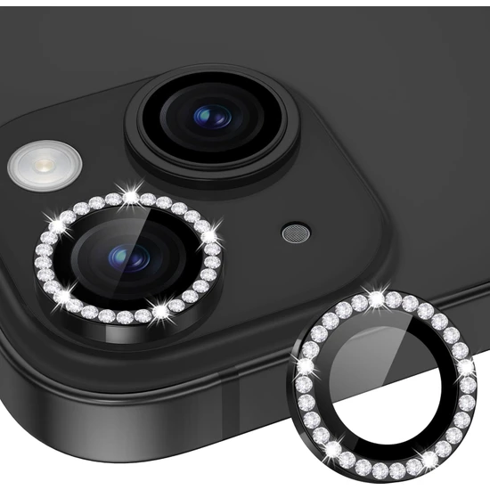 Apple iPhone 15 Uyumlu Taşlı Kamera Koruma