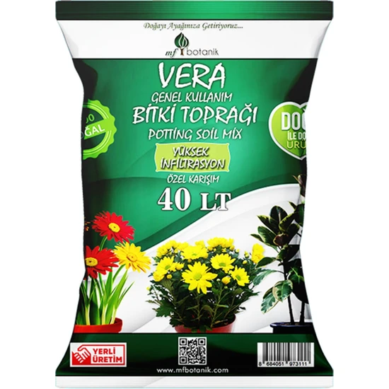 MF Botanik Vera Ithal Torf Cocopeat Özel Karışım Saksı Harcı Bitki Toprağı 40 Litre