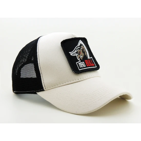 City Goat Trucker Mad BULL-1073 Kod Logolu Unisex Beyaz-Siyah Şapka (Cap)