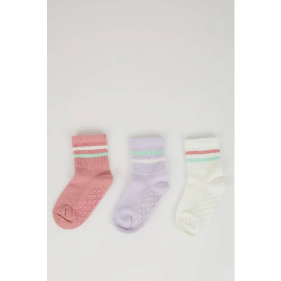 DeFacto Kız Bebek Dikişsiz 3'lü Pamuklu Uzun Çorap C4303A5NS