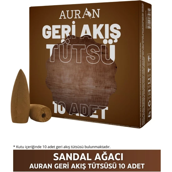 Auran Sandal Ağacı Kokulu Geri Akış Tütsüsü Konik Tütsü Sandal Wood Backflow Incense Cones 10 Adet