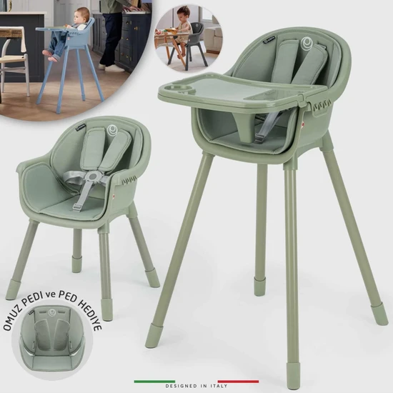 Elele Misto 4in1 Bebek Mama Sandalyesi ve Mama Oturağı Iç Pedli Yeşil
