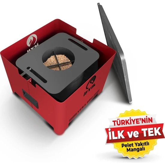 İfyıl Vera Pelet Yakıtlı Dumansız Sağlıklı Döküm Izgaralı Mangal & Barbekü (2 kg Pelet Içerisinde)