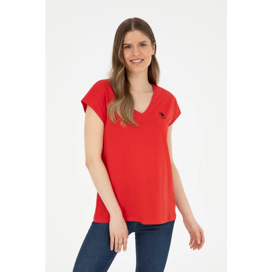 U.S. Polo Assn. Kadın Kırmızı Tişört Basic 50285849-VR030