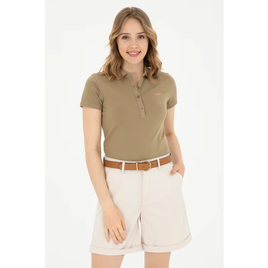 U.S. Polo Assn. Kadın Haki T-Shirt Basic 50285846-Vr027