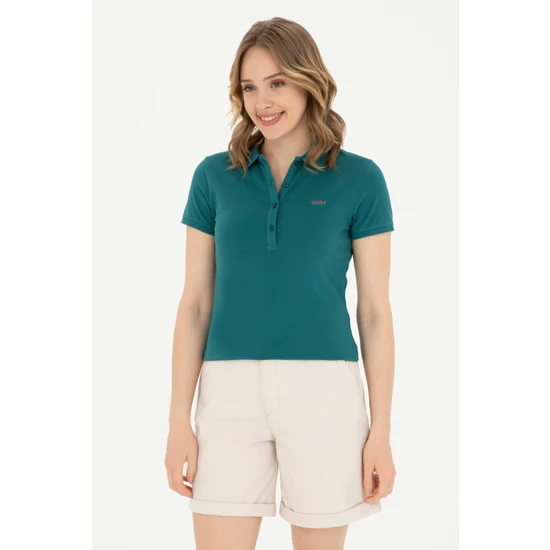 U.S. Polo Assn. Kadın Koyu Yeşil Tişört Basic 50285846-VR101