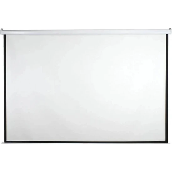 Matext 300 x 225 cm Storlu Manuel Zincirli Beyaz Kumaş Projeksiyon Perdesi (Arkası Siyah Fonlu)