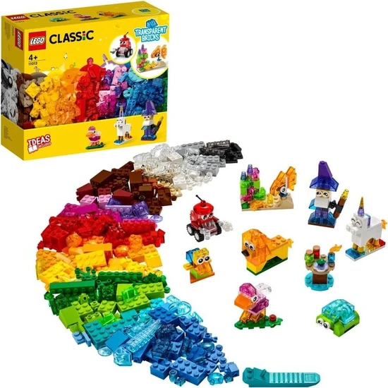LEGO® Classic Yaratıcı Şeffaf Yapım Parçaları 11013 - 4 Yaş ve Üzeri Çocuklar İçin Şeffaf Yapım Parçaları İçeren Yaratıcı Oyuncak Yapım Seti (500 Parça)