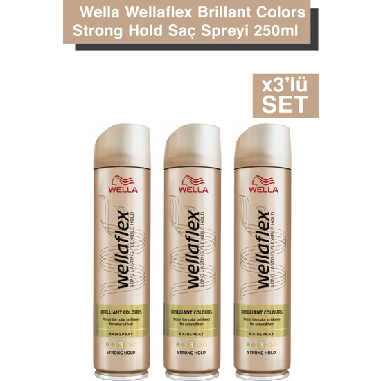 Wella Wellaflex Brillant Colors Strong Hold Hairspray - 250 ml x 3'lü Set