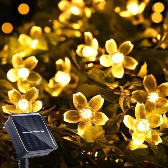 Miletus Güneş Enerjili Bahçe Lambası 5 Metre Çiçek Sarı Solar Bahçe Aydınlatma Solar Lamba Ağaç Aydınlatma
