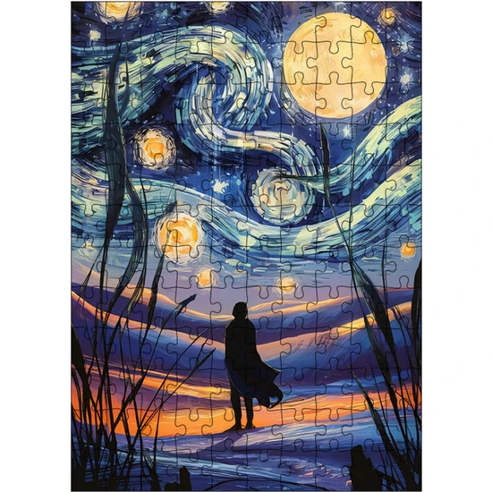 Ekart Ahşap Mdf Puzzle Yapboz Van Gogh Tarzı Dolunay 120 Parça 25*35 cm