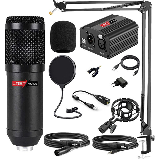 Lastvoice BM800YP Youtuber Mikrofon Phantom Stand Filtre 7.1 Seti