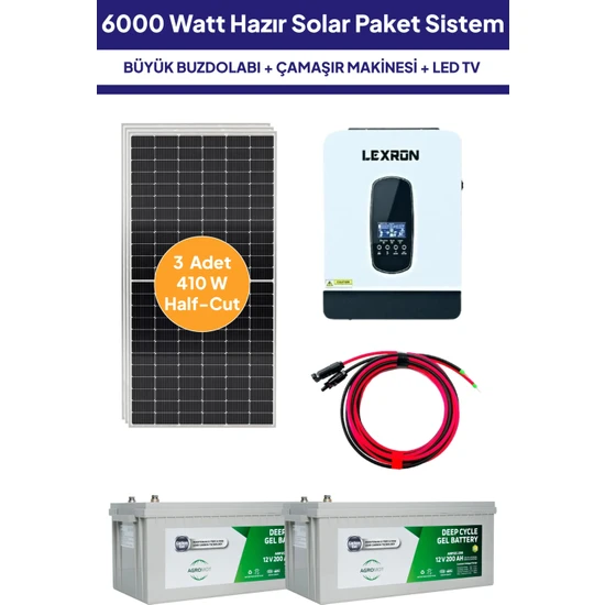 NASAENERJİ 6 Kw 6000 Watt Güneş Enerjisi Hazır Solar Paketi - Half Cut Güneş Panelli