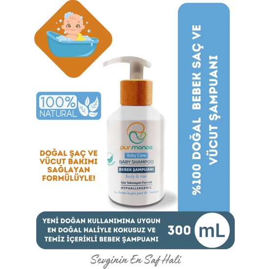 Pur Monde Doğal Bebek Saç ve Vücut Şampuanı 300ML Göz Yakmayan Formül