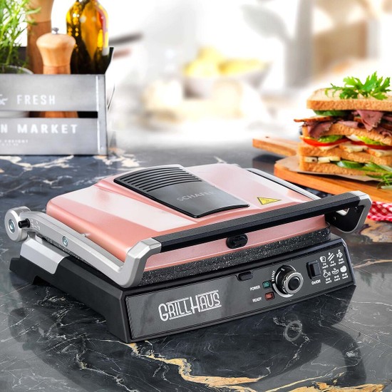 Schafer Grill Haus 2000 W Granit Tost Makinesi Rose Gold Özellikli Yağ Toplama Haznesi ile
