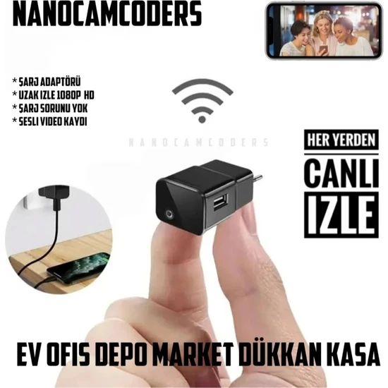 Nanocamcoders 1k * 1080p Gizli Mini Wifi Adaptör Güvenlik Kamerası Mikro Güvenlik Gizli Nano Kamera Adp01