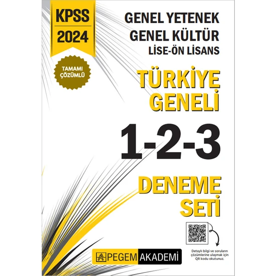 Pegem Akademi Yayıncılık 2024 KPSS Genel Yetenek Genel Kültür Lise-Ön Lisans Tamamı Çözümlü Deneme Seti