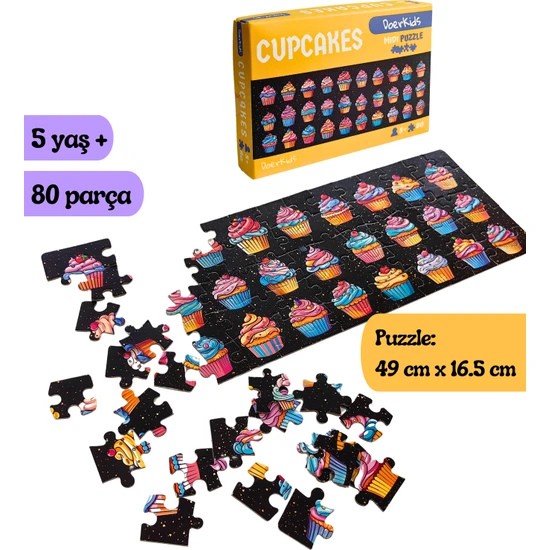 Doerkids Cupcakes Midi Puzzle | 80 Parça 5+ Yaş