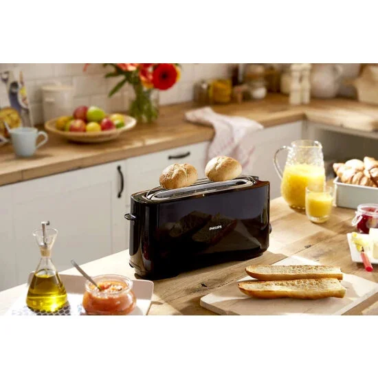 Philips Daily Collection Dahili Çörek Isıtıcısı 8 Kademeli 1030 W Ekmek Kızartma Makinesi Black-Lambader
