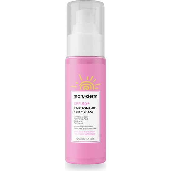 Maru.derm Güneş Kremi - SPF 50+ Tüm Cilt Tipleri İçin Pembe Ton Eşitleyici Özellikli Krem 50 ml