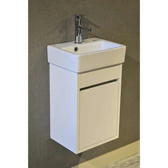 Turkuaz Seramik Banyo Tuvalet Mini Lavabo 26 x 36 cm %100MDF (Banyo Dolabı)