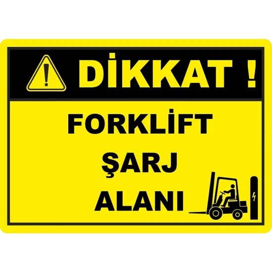 ChicArt Design Studio Forklift Şarj Alanı Dijital Uv Folyo Yapışkanlı Baskı Uyarı Etiket Yapıştırma Sticker 17.5X12.5 cm