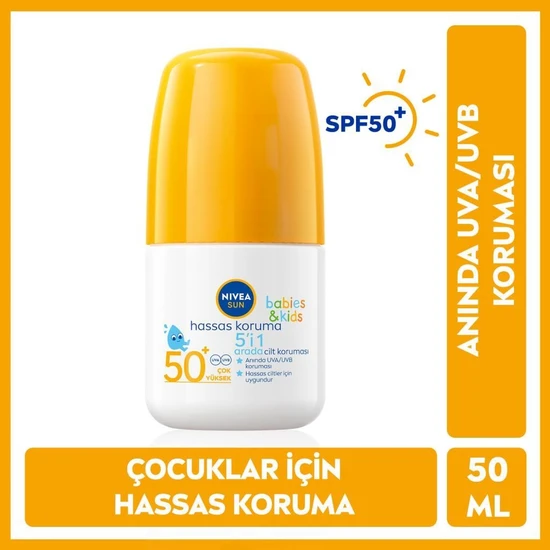 Sun Bebekler Için Hassas Koruma Güneş Koruyucu Roll-On 50ML, SPF50, Uva Uvb Koruması, Suya Dayanıklı