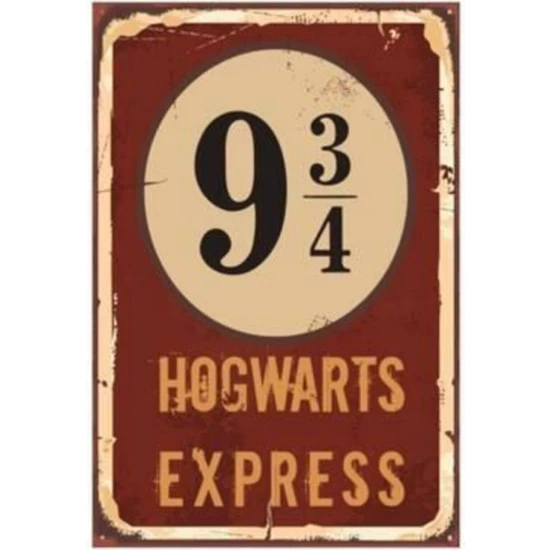 Tablox Harry Potter Hogwart Express Dokuz Çeyrek Retro Vintage Ahşap Poster