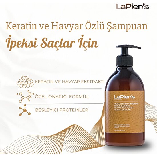 Lapiens Yıpranmış, Hasarlı, Kuru Saçlar Için Yoğun Onarıcı, Bağ Güçlendirici, Nemlendirici Şampuan 500 ml