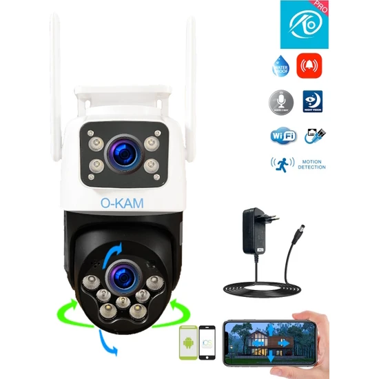 Ventus Duo Çift Lensli Hareketli Wi-Fi Akıllı Ip Güvenlik Kamerası Hd Türkçe (O-Kam) Uygulama