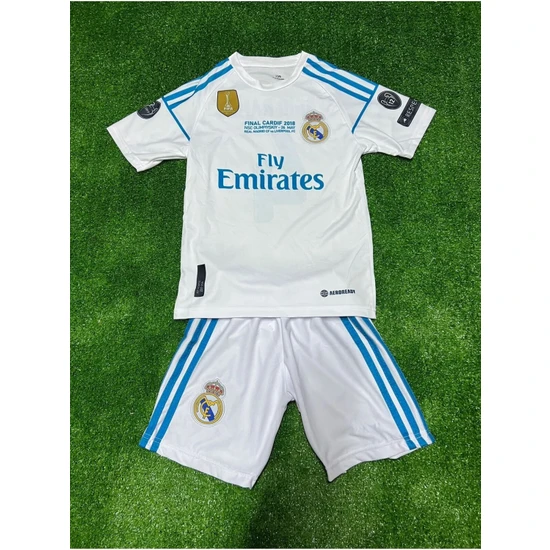 Sidas Real Madrid Sergio Ramos 2018 Cardif Beyaz Şampiyonlar Ligi Çocuk Forma Takımı 4 Lü Set ALYYY12345