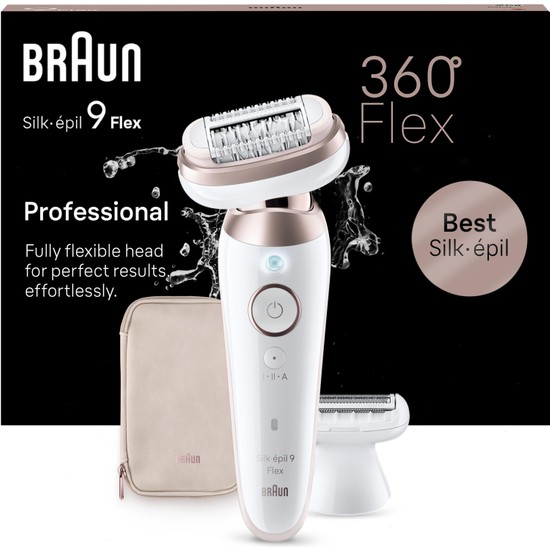 Braun Silk-Épil 9 Flex 9-030 3D Epilatör - Islak ve Kuru Kullanım, 40 Cımbız, Kablosuz, Aydınlatmalı, Şarj Edilebilir