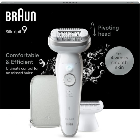 Braun Silk-épil 9 9-041 Epilatör – 40 Cımbızlı, Islak/Kuru Kablosuz Kullanım, Aydınlatmalı, Ağrısız ve Hızlı Epilasyon